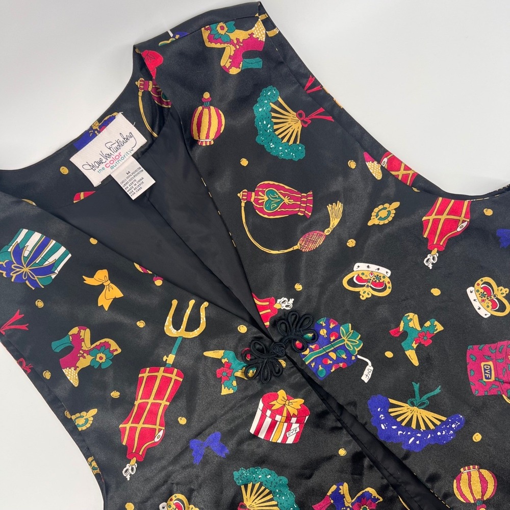 Diane Von Furstenberg Womens The Color Authority Medium Vest Novelty Print VTG